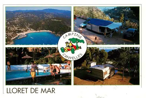 AK / Ansichtskarte 73834569 Lloret_de_Mar Camping Canyelles Swimming Pool Fliegeraufnahme Lloret_de_Mar