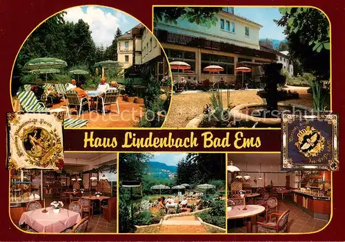 AK / Ansichtskarte  Bad_Ems Ferienhotel Haus Lindenbach Restaurant Terrasse Brunnen Bad_Ems