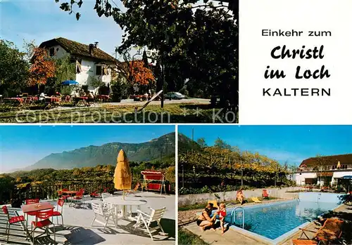 AK / Ansichtskarte 73834598 Kaltern_Caldaro_Suedtirol_IT Pension Christl im Loch Swimming Pool Terrasse 