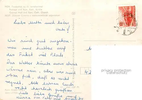 AK / Ansichtskarte Mor_HU Rathaus und Roem Kath Kirche 