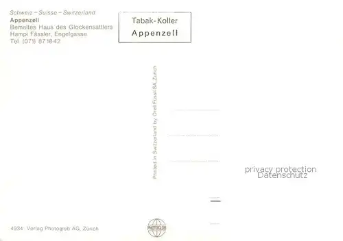 AK / Ansichtskarte Appenzell_IR Bemaltes Haus des Glockensattlers Hampi Faessler Appenzell IR