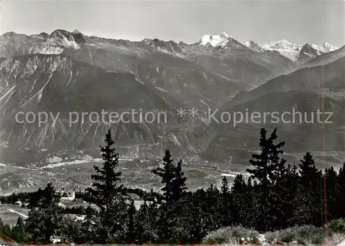 AK / Ansichtskarte Montana_Crans_VS La Vallee du Rhone le val dAnniviers et les Alpes vues de Vermala 