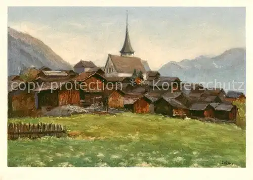 AK / Ansichtskarte Muenster_Goms_VS Ortsansicht mit Kirche 