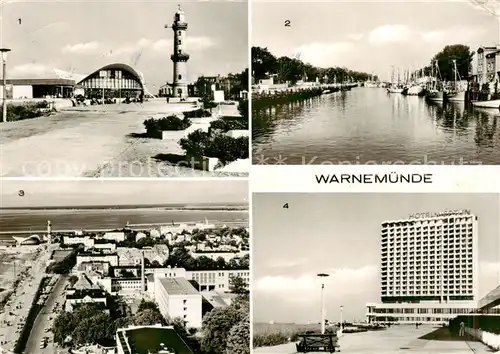 AK / Ansichtskarte Warnemuende_Ostseebad Strandpromenade Leuchtturm Teepott Am Alten Strom Hafenpartie Hotel Neptun Warnemuende_Ostseebad