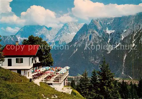 AK / Ansichtskarte Mittenwald_Bayern Kranzberghaus mit Karwendelgebirge Mittenwald Bayern