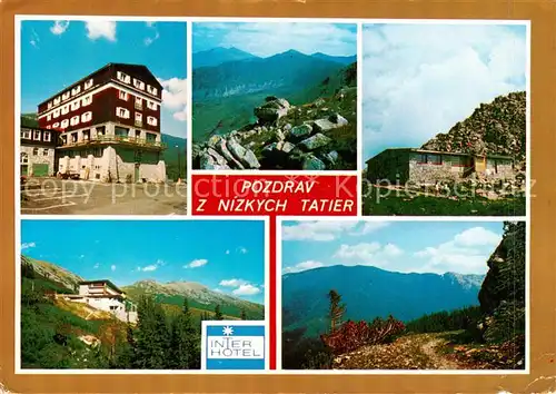 AK / Ansichtskarte Nizke_Tatry_Slovakia Hotel Srdiecko Pohlad na Kotliska Polanu Derese a Chopok Kamenna chata pd Chopkom Hotel Kosodrevina 