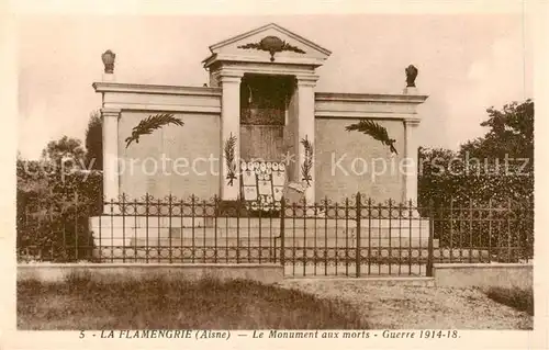 AK / Ansichtskarte La_Flamengrie_02_Aisne Le Monument aux morts Guerre 1914 18 