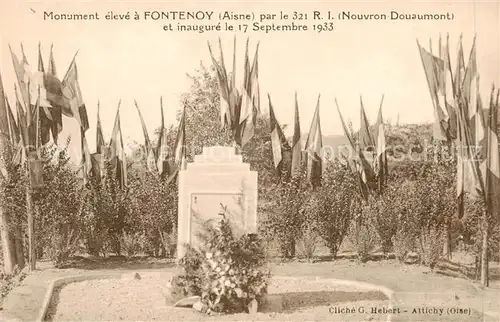 AK / Ansichtskarte Fontenoy__02_Aisne Monument eleve par le 321 R I et inaugure le 17 Septembre 1933 
