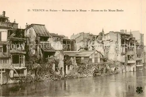 AK / Ansichtskarte Verdun__55_Meuse en Ruines Maisons sur la Meuse  