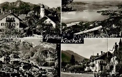 AK / Ansichtskarte Kochel_See_Bayern Herzogstand Kochelsee Panorama Dorfstrasse 