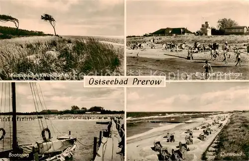 AK / Ansichtskarte Prerow_Ostseebad Westrand mit Windflaeche Blick zum Duenenhaus Bootssteg Oststrand Prerow_Ostseebad