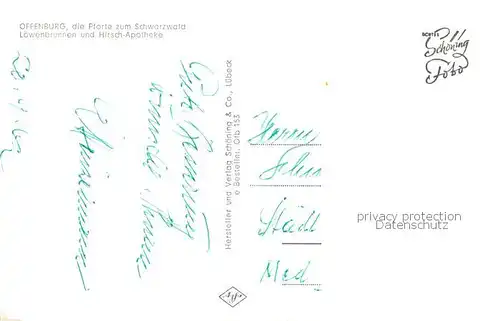 AK / Ansichtskarte Offenburg Loewenbrunnen und Hirsch Apotheke Offenburg