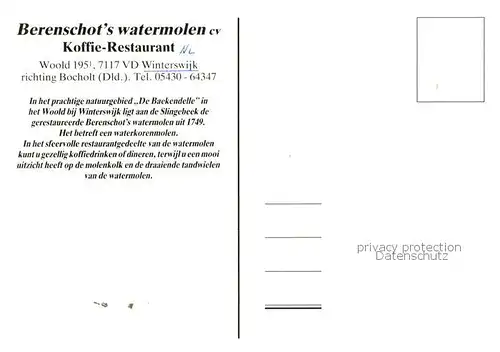 AK / Ansichtskarte  Winterswijk_NL Berenschots watermolen Koffie Restaurant 