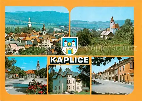 AK / Ansichtskarte 73834934 Kaplice_Okres_Cesky_Krumlov_Kaplitz_CZ Panorama Kirche Strassenpartie Zamecek rekreacni stredisko VTZ Chomutov 