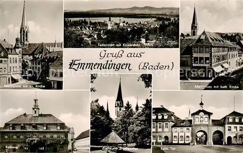 AK / Ansichtskarte  Emmendingen Marktplatz Kirche Kaiserstuhlblick Kath Kirche Rathaus Stadtgarten Beim Tor Emmendingen