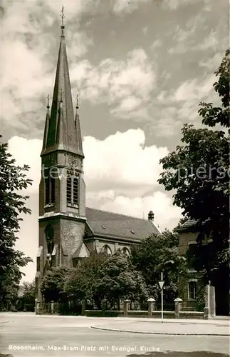 AK / Ansichtskarte  Rosenheim__Bayern Max Bram Platz mit Ev Kirche 