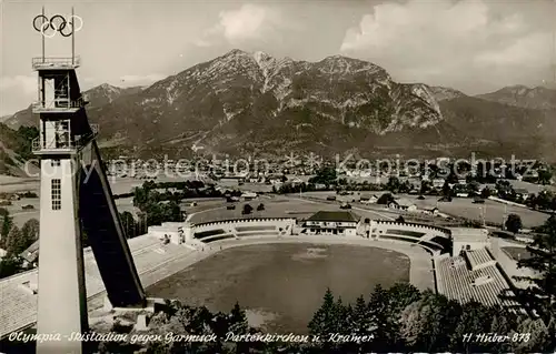 AK / Ansichtskarte  Garmisch-Partenkirchen Olympia Skistadion mit Kramer Garmisch-Partenkirchen