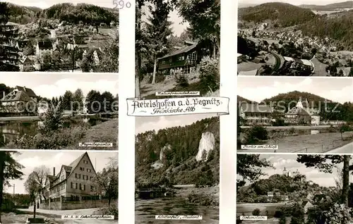 AK / Ansichtskarte  Artelshofen_Vorra Panorama Pegnitzpartie Erholungsheim Kletterfels Student Naturfreundehaus Schloss Hohenstein 