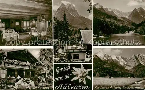 AK / Ansichtskarte 73835092 Garmisch-Partenkirchen Aulealm Gaststube Waxenstein Riessersee Zugspitzgruppe  Garmisch-Partenkirchen