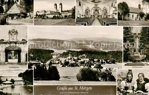 AK / Ansichtskarte 73835094 St_Maergen Rankmuehle Klosterportal Strandbad Wallfahrtskirche Inneres Ohmenkapelle Marienbrunnen St Maergener Trachten St_Maergen