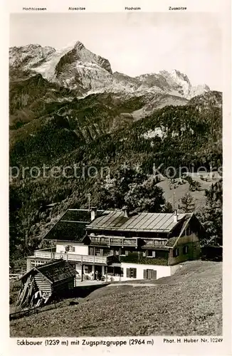 AK / Ansichtskarte 73835098 Garmisch-Partenkirchen Eckbauer mit Zugspitzgruppe Garmisch-Partenkirchen