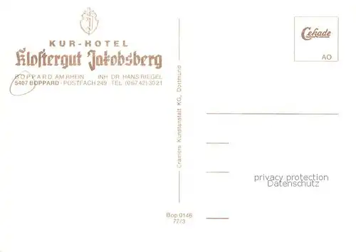 AK / Ansichtskarte 73835124 Boppard_Rhein Kur Hotel Klostergut Jakobsberg Boppard Rhein