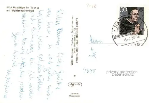 AK / Ansichtskarte  Nastaetten_Taunus Fliegeraufnahme mit Waldschwimmbad Nastaetten_Taunus