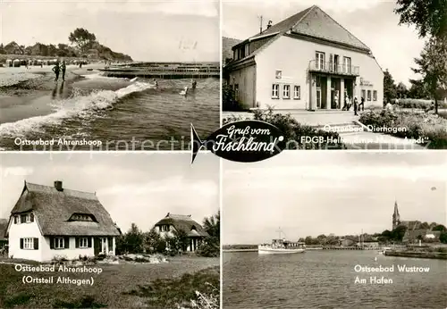 AK / Ansichtskarte  Ahrenshoop_Ostseebad Strand Dierhagen FDGB Heim Ernst Moritz Arndt Altenhagen Wustrow Hafen Ahrenshoop_Ostseebad