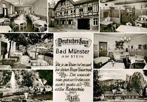 AK / Ansichtskarte 73835165 Bad_Muenster_Stein_Ebernburg Gasthaus Deutsches Haus Gastraeume Kurpark Bad_Muenster
