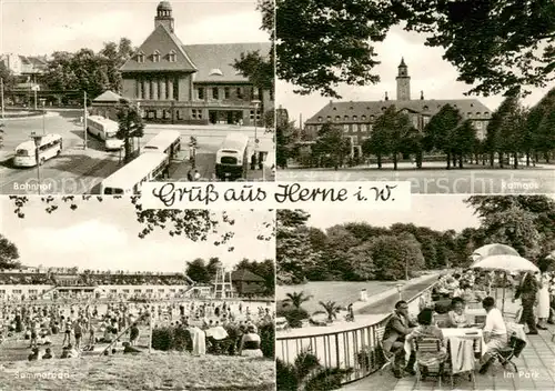 AK / Ansichtskarte  Herne_Westfalen Bahnhof Rathaus Im Park Herne_Westfalen