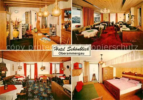 AK / Ansichtskarte 73835186 Oberammergau Hotel Schoenblick Rezeption Restaurant Bauernstube Gaestezimmer Oberammergau