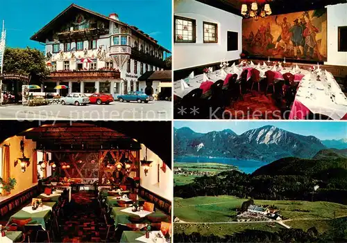 AK / Ansichtskarte 73835187 Kochel_See_Bayern Alpenhotel Schmied von Kochel Gastraeume Fliegeraufnahme 