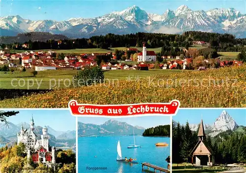 AK / Ansichtskarte 73835201 Lechbruck_See Panorama Schloss Neuschwanstein Forggensee Wankerfleck mit Geiselstein Lechbruck See