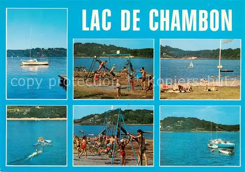 AK / Ansichtskarte Lac de Chambon_Murol_Auvergne_63_Puy de Dome Badestrand Kinderspielplatz Wassersport 