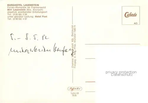 AK / Ansichtskarte Lauenstein_Oberfranken Burghotel Lauenstein im Frankenwald Lauenstein_Oberfranken