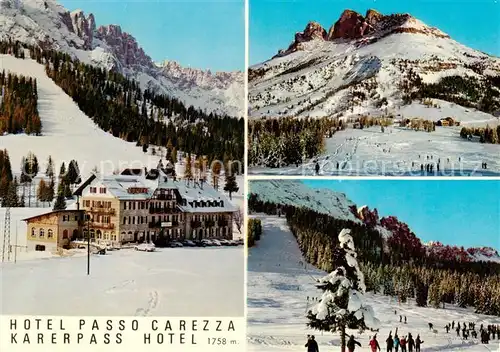 AK / Ansichtskarte Karerpass_Passo_Carezza_IT Hotel Passo Carezza Berghotel Winterpanorama 