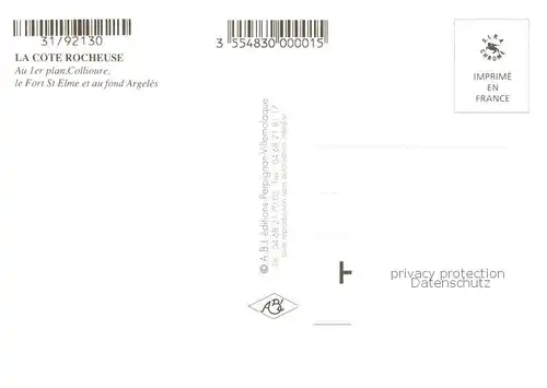 AK / Ansichtskarte Roussillon_66_Pyrenees Orientales Panorama Cote Rocheuse Collioure Fort Saint Elme au fond Argeles vue aerienne 