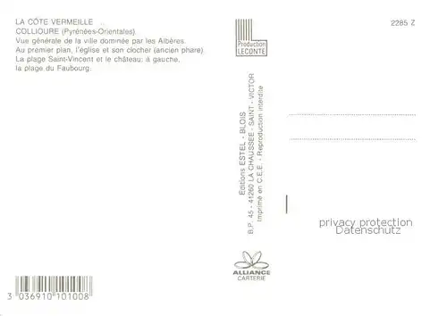 AK / Ansichtskarte Collioure_66_Pyrenees Orientales Ville dominee par les Alberes Eglise Clocher Plage Saint Vincent Chateau vue aerienne 