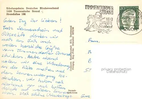 AK / Ansichtskarte Timmendorfer_Strand Erholungsheim Deutscher Blindenverband Timmendorfer_Strand