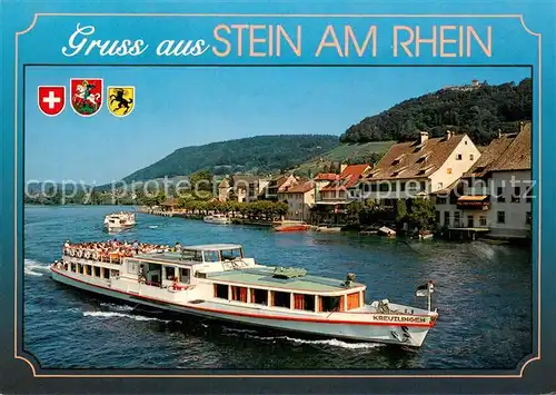 AK / Ansichtskarte 73835375 Dampfer_Binnenschifffahrt Kreuzlingen Stein am Rhein Burg Hochenklingen  