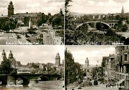 AK / Ansichtskarte  Plauen__Vogtland Rathaus und Otto Grotewohl Platz Ebertbruecke Dr Kuelz Bruecke Bahnhofstrasse 