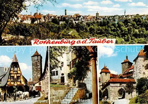 AK / Ansichtskarte  Rothenburg__Tauber Panorama Alte Schmiede mit Wehrgang Hof im Hause Staudt Kobolzeller Tor 