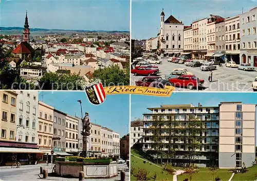 AK / Ansichtskarte  Ried_Innkreis Panorama Hauptplatz Dietmar Anhanger Brunnen Krankenhaus Ried Innkreis