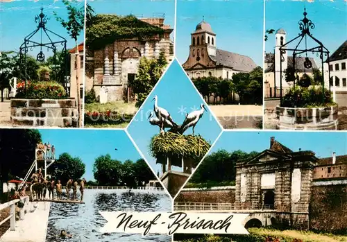AK / Ansichtskarte  Neuf-Brisach_Neu-Breisach Vieux Puits Porte de Belfort Eglise Catholique Piscine Porte de Colmar 