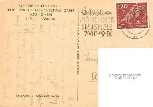AK / Ansichtskarte  Muenchen Festkarte Eucharistischer Weltkongress Muenchen