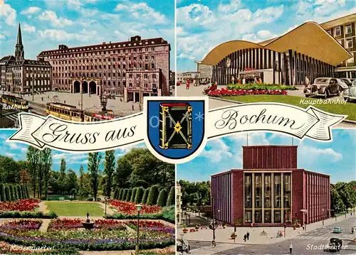 AK / Ansichtskarte 73835488 Bochum Rathaus Hauptbahnhof Rosengarten Stadttheater Bochum