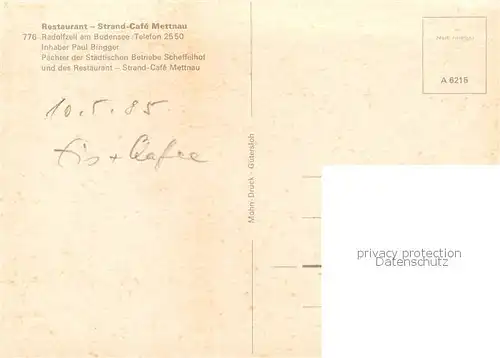 AK / Ansichtskarte  Radolfzell_Bodensee Restaurant Strand Cafe Mettnau Radolfzell Bodensee