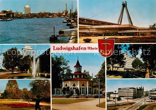 AK / Ansichtskarte  Ludwigshafen__Rhein Panorama Bruecke Brunnen Park Teilansichten 