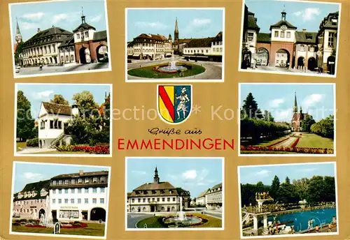 AK / Ansichtskarte 73835527 Emmendingen Orts und Teilansichten Schwimmbad Rathaus Stadttor Emmendingen