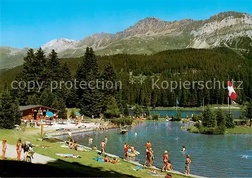 AK / Ansichtskarte  Valbella_Lenzerheide_GR Badebucht am Heidsee mit Rothorn 